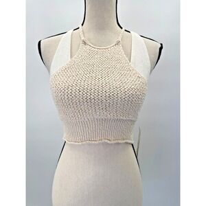 Urban Outfitters Knit Crop Halter Top Medium Crochet Boho Fisherman Beachy Coast